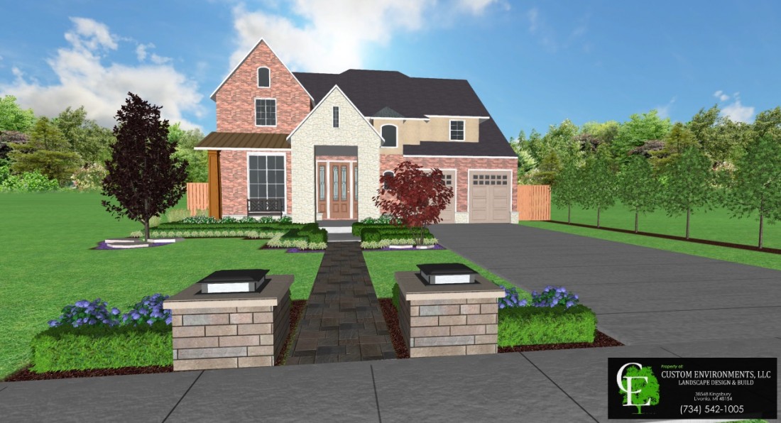 3D rendered landscaping design in Oakland County, MI